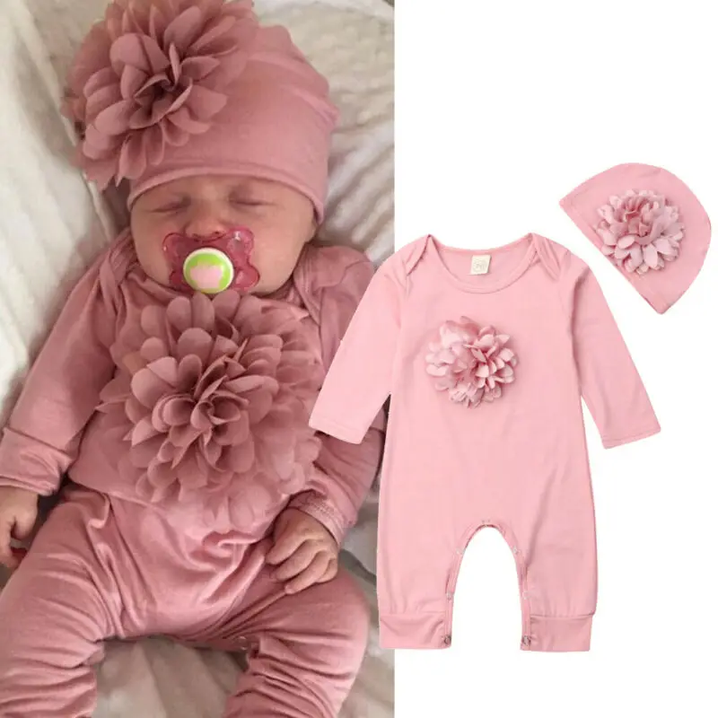 Newborn Baby Girl Romper Floral - VISgogo 2 cs baju monyet bayi